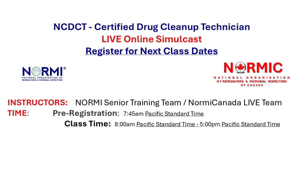 NORMI™ Certified Drug Cleanup Technician (NCDCT) – 1 Day TRAINING