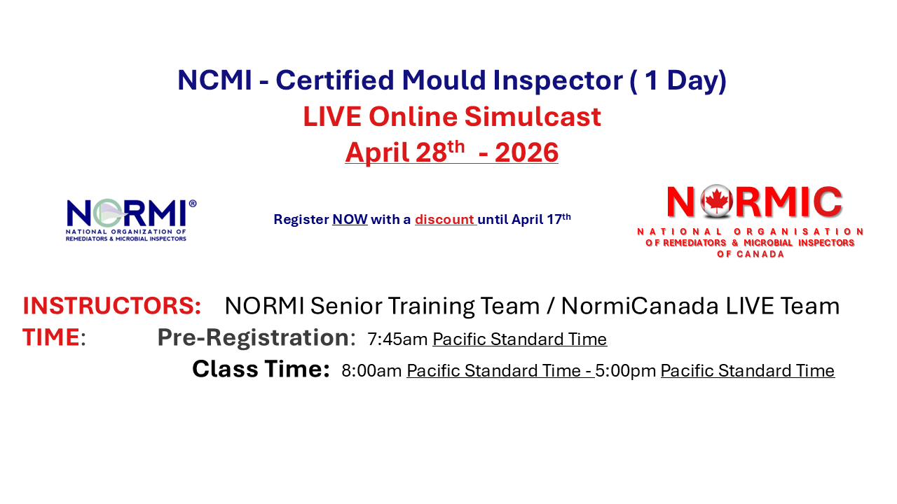 NORMI™ Certified Microbial Inspector (NCMI)– 1 Day TRAINING